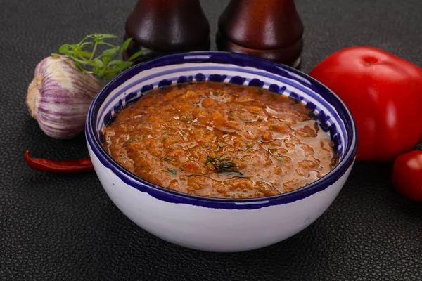 Beroemde Spaanse gazpacho tomatensoep — Stockfoto