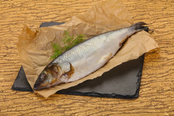 Salted herring over the wooden board — Stock Photo, Image