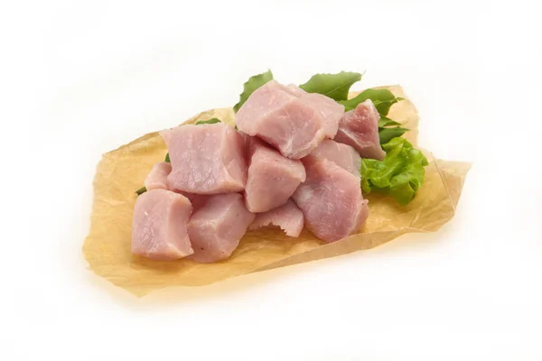 Raw fresh pork meat cube