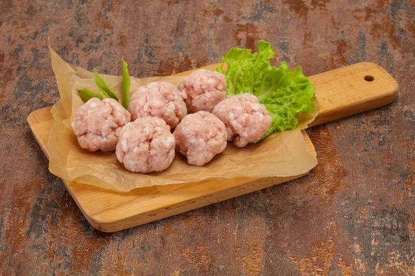 Homemade raw pork minced meatball for cooking — Stock Photo, Image