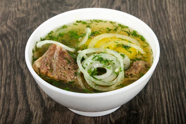 Sopa de carne branca - Hashlama — Fotografia de Stock
