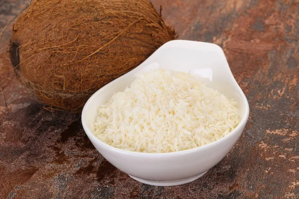 Coconut shredded chip with nut — Stock Photo, Image