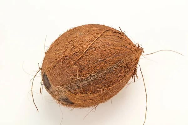 熟したココナッツを白で隔離 — ストック写真