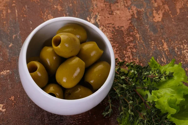 Big green olives — Stock Photo, Image