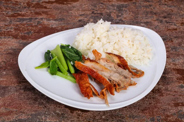 Arroz com peito de pato torrado — Fotografia de Stock