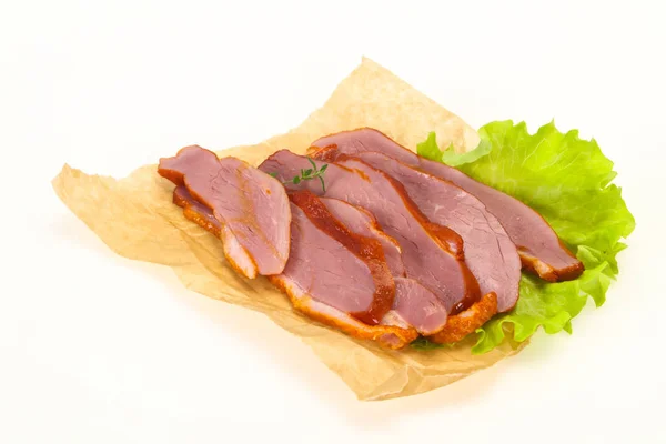 Sliced smoked duck breast served salad — Stock Photo, Image