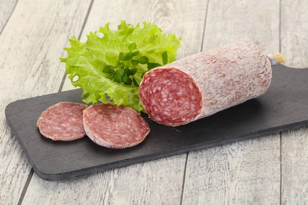 Italian dry Saliami pork sausage — Stock Photo, Image