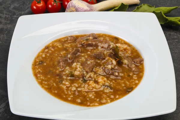 Caucasian Kharcho soup with beef meat — Stock Image Caucasian Kharcho soup with beef meat Stock Picture