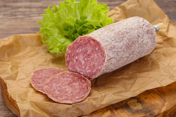 Italian dry Saliami pork sausage — Stock Photo, Image