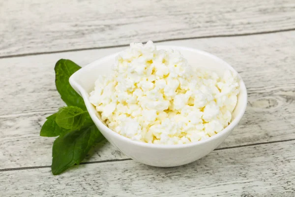 Natural Cottage Cheese Served Mint Leaves — Stock Photo, Image