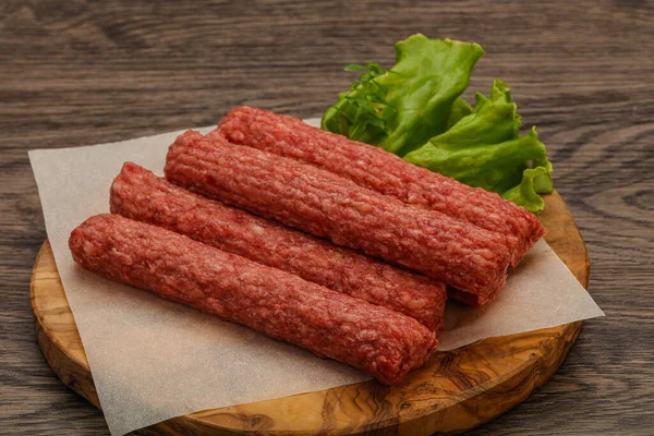 Raw Beef Sausages Spices Grill — Stock Photo, Image