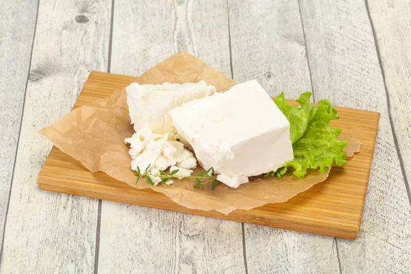 Greek Traditional Feta Soft Cheese Plate — Stock Photo, Image