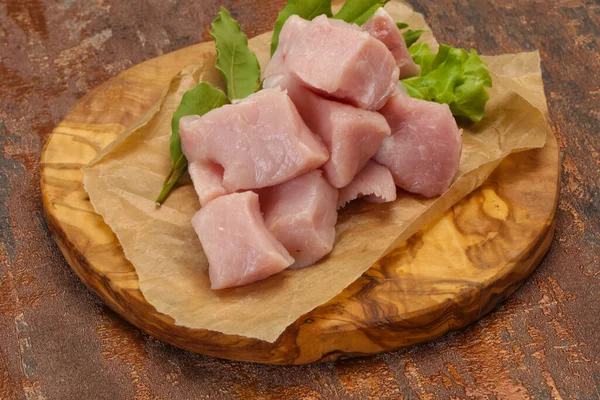 Raw fresh pork meat cube ready for cooking