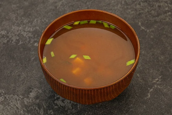 Sopa Miso Tradicional Japonesa Com Queijo Tofu — Fotografia de Stock