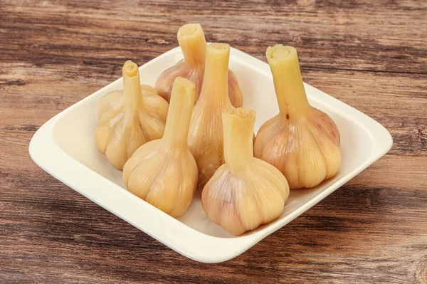 Marinated young garlic in the bowl — Stock Image Marinated Young Garlic Bowl Royalty Free Stock Images