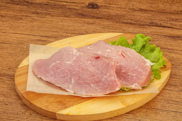 Raw Pork Steak Ready Cooking — Stock Photo, Image