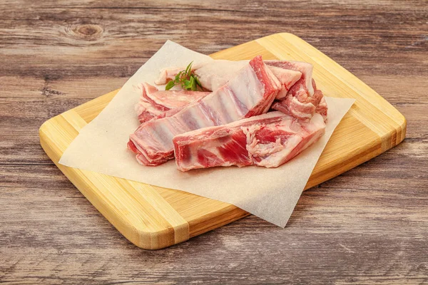 Costillas Cordero Crudas Servidas Romero Para Cocinar —  Fotos de Stock