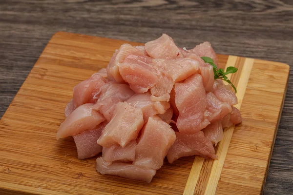 Raw diced chicken breast for cooking