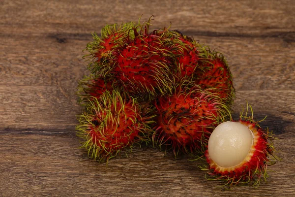 Fruta Tropical Dulce Exótica Rambutan Montón — Foto de Stock