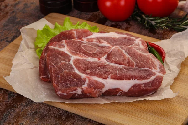 Raw Pork Neck Steak Ready Cooking — Stock Photo, Image