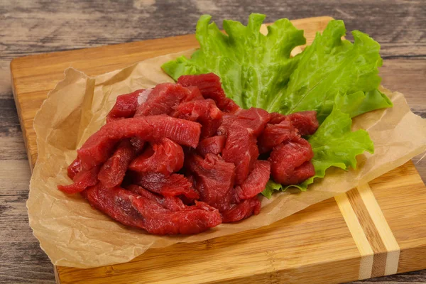 Carne Vacuno Cruda Rodajas Lista Para Cocinar —  Fotos de Stock