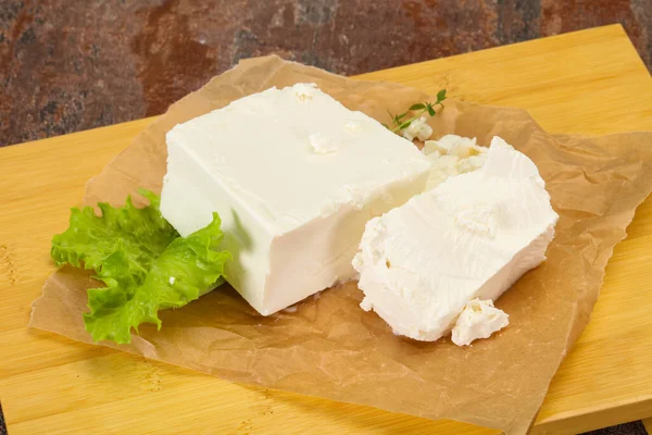 Feta Tradizionale Greca Formaggio Morbido Nel Piatto — Foto Stock