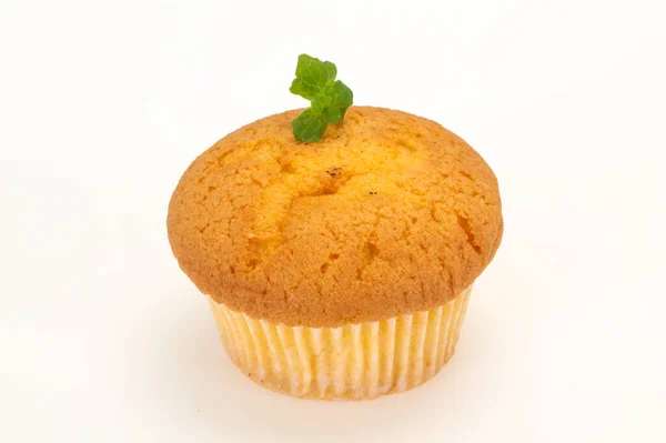 Sweet Tasty Muffin Served Mint Leaf — Stock Photo, Image