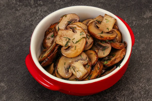 Champignon Assado Com Ervas Especiarias Tigela — Fotografia de Stock