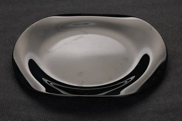 Empty Ceramic Plate Black Background — Stock Photo, Image