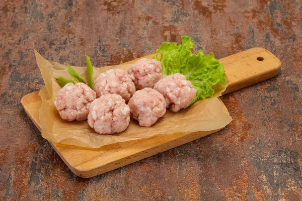 Homemade Raw Pork Minced Meatball Ready Cooking — Stock Photo, Image