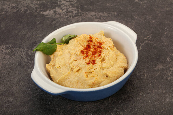 Vegan dietary cusine - humus with paprica