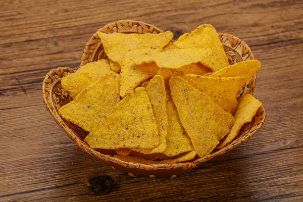 Messicano Croccante Mais Nachos Triangolo Mucchio — Foto Stock