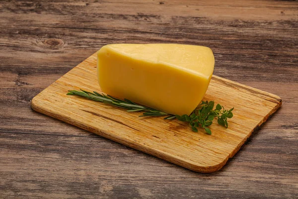 Hard Cheese Piece Served Rosemary Basil — Stock Photo, Image