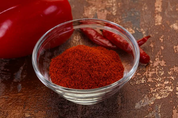 Zoete Paprika Poeder Kom — Stockfoto