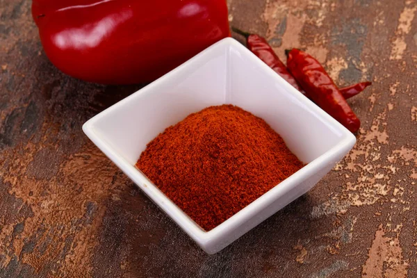 Zoete Paprika Poeder Kom — Stockfoto