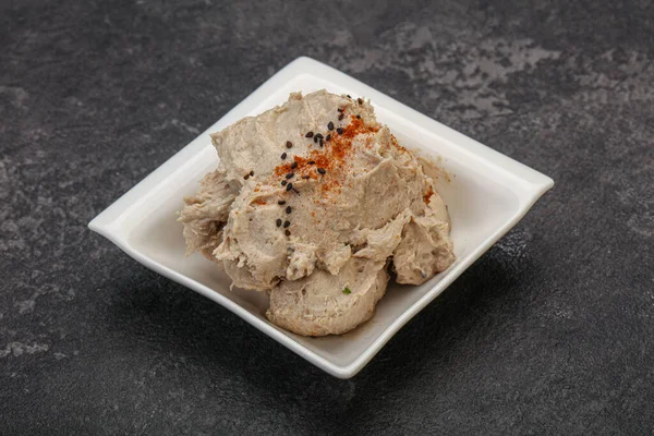 Herring butter spread in the bowl with spices — Stock Image Herring Butter Spread Bowl Spices Stock Image