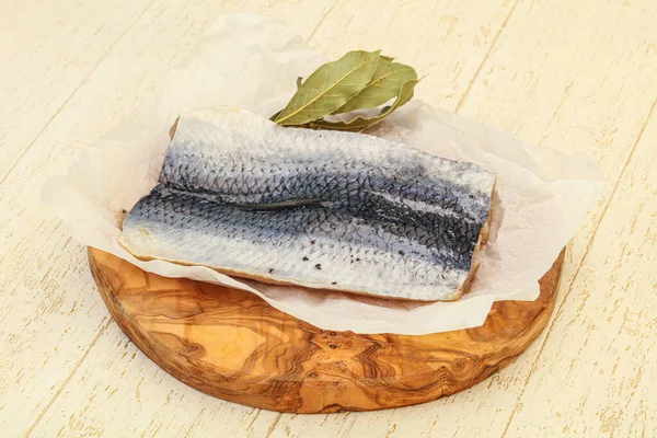 Herring Fillet Skin Spices Board — Stock Photo, Image