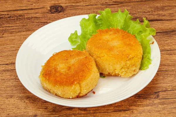 Cuisine Végétalienne Côtelette Pommes Terre Rôtie Dans Assiette — Photo