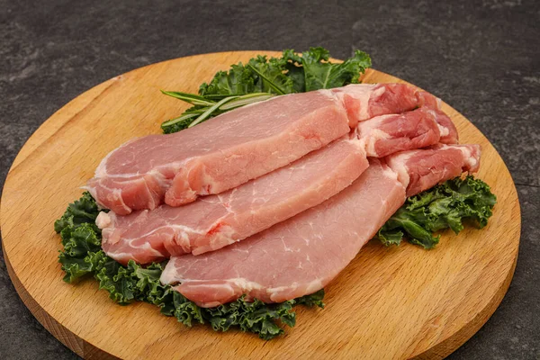 Bife Cru Carne Porco Para Cozinhar — Fotografia de Stock