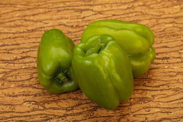 Tři Zelené Zvonek Šťavnaté Papriky Připravené Vaření — Stock fotografie