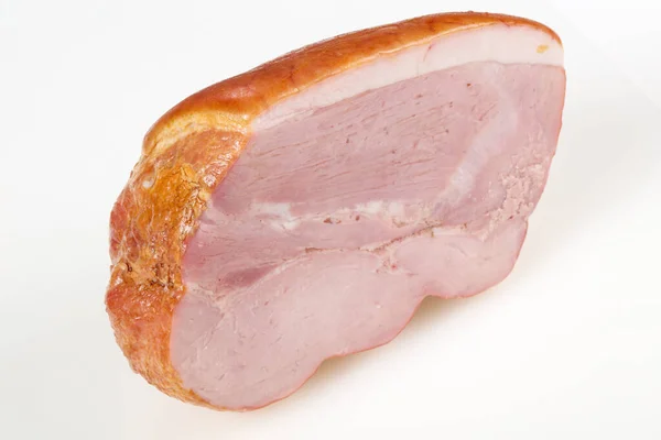 Geräuchertes Schweinefleisch Über Weißem Hintergrund Isoliert — Stockfoto