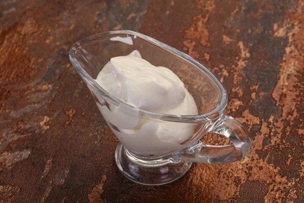 Productos Lácteos Crema Agria Tazón —  Fotos de Stock