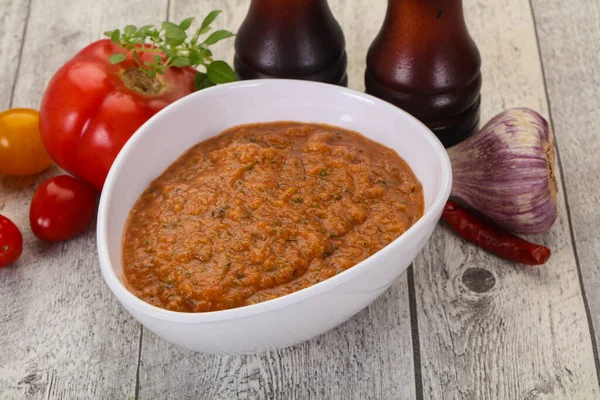 Famous Spanish Gazpacho Tomato Cold Soup — Stock Photo, Image