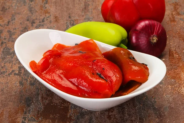 Marinated Baked Red Bell Pepper Bowl — Stock Photo, Image