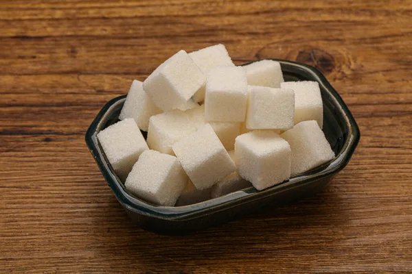 Refined White Granulated Sugar Cubs Bowl — Stock Photo, Image