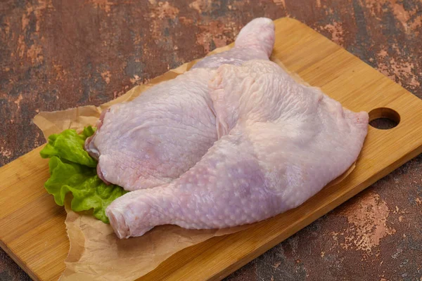 Jambe Poulet Crue Prête Pour Cuisson — Photo