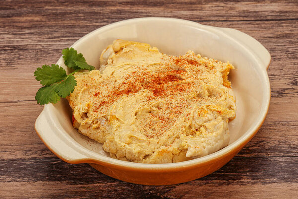 Vegan dietary cusine - humus with paprica