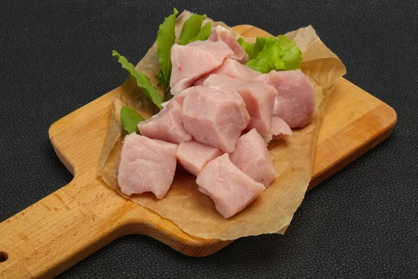 Frischer Würfel Aus Rohem Schweinefleisch Zum Kochen Bereit — Stockfoto