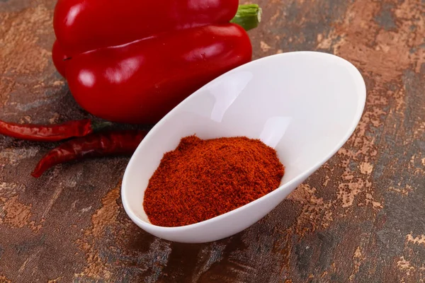 Zoete Paprika Poeder Kom — Stockfoto