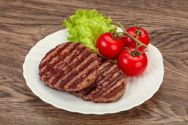 Gegrilde Hamburgerkotelet Met Tomatensaus — Stockfoto